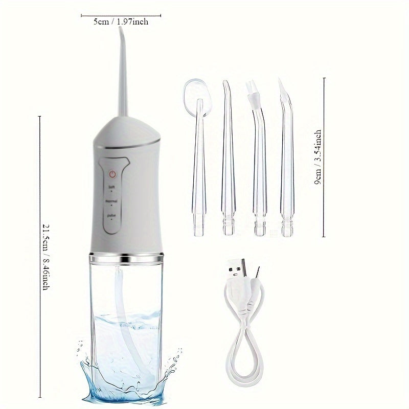 Portable USB Rechargeable Water Flosser with Smart Chip for Gum Health - Ideal for Travel