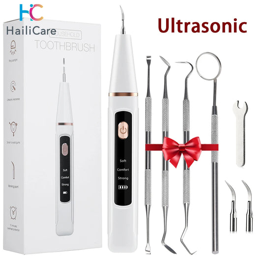 Ultrasonic Dental Scaler Oral Care Tartar Removal Calculus Remover Tooth Stain Cleaner LED Light Tooth Whitening Tools Household