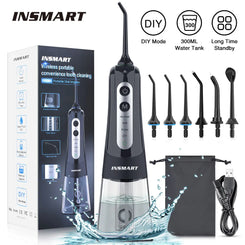 INSMART Oral Irrigator Dental Water Flosser - Waterproof Portable 300ML Teeth Cleaner & Teeth Whitening Jet