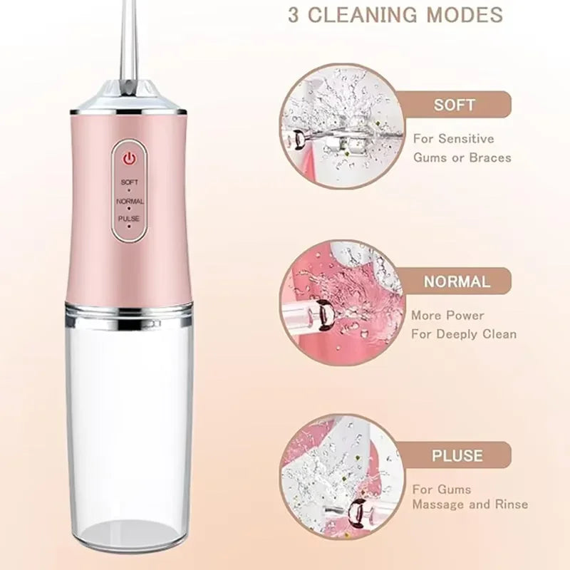 Portable rechargeable oral irrigator dental water flosser 3 models 4 nozzles water jet teeth choose flosser water jet