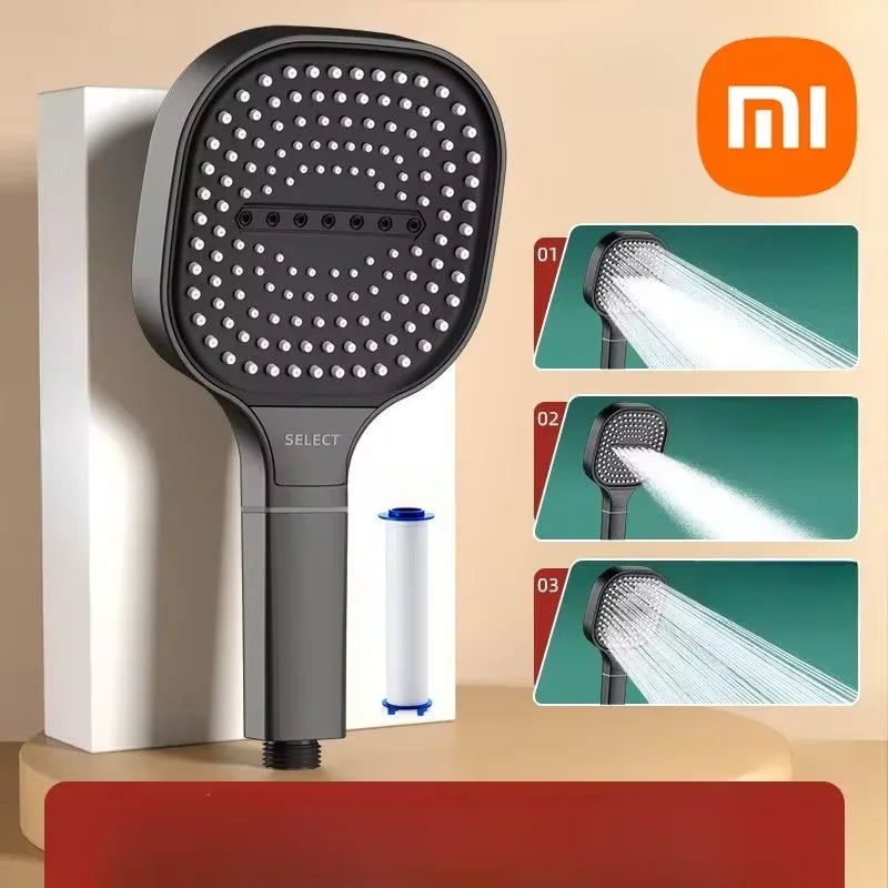 Xiaomi 3 Modes Adjustable Home Shower Head 13cm Large Panel High Pressure Massage ShowerHead Filter Element Bathroom Accessories