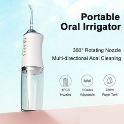 Portable rechargeable oral irrigator dental water flosser 3 models 4 nozzles water jet teeth choose flosser water jet