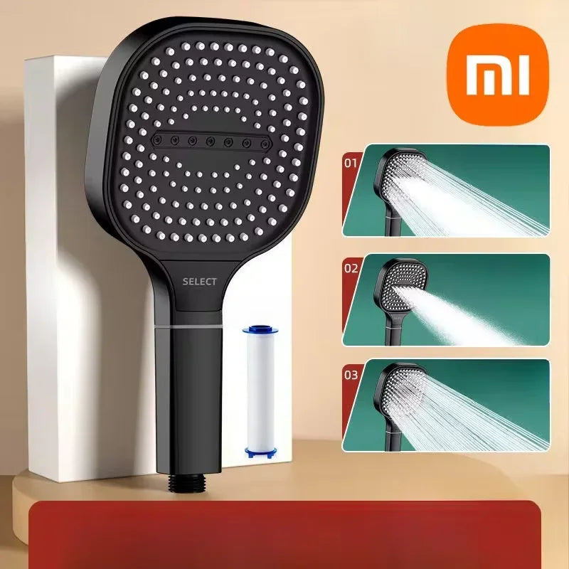 Xiaomi 3 Modes Adjustable Home Shower Head 13cm Large Panel High Pressure Massage ShowerHead Filter Element Bathroom Accessories