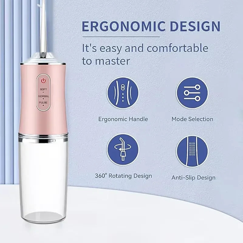 Portable rechargeable oral irrigator dental water flosser 3 models 4 nozzles water jet teeth choose flosser water jet