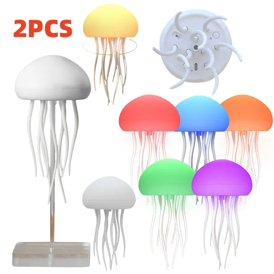 3D Color Changing Jellyfish Lamp with Rotating Tentacles Table Night Light Children Gift Home Bedroom Decor Girls Birthday Gifts