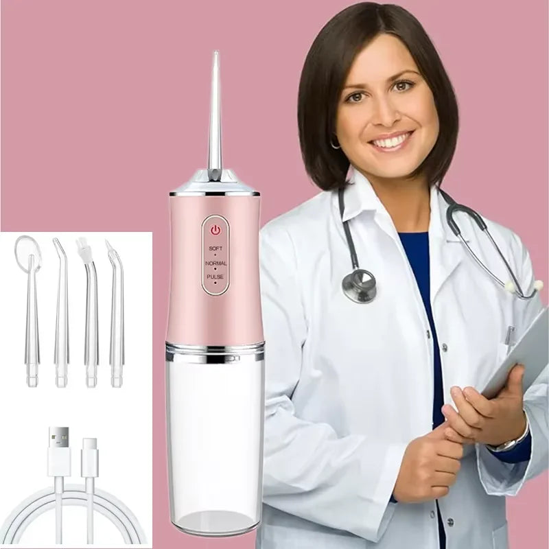 Portable rechargeable oral irrigator dental water flosser 3 models 4 nozzles water jet teeth choose flosser water jet