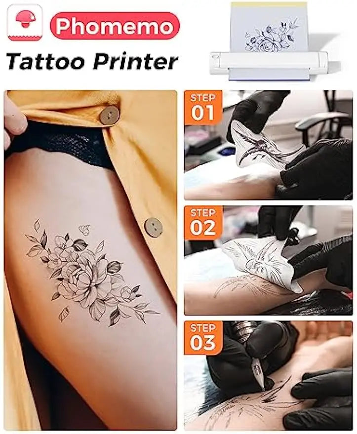 Phomemo M08F Wireless Tattoo Transfer Stencil Printer Tattoo Transfer Thermal Printer Machine Compatible with Smartphone & PC