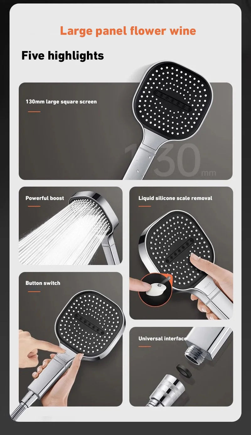 Xiaomi 3 Modes Adjustable Home Shower Head 13cm Large Panel High Pressure Massage ShowerHead Filter Element Bathroom Accessories