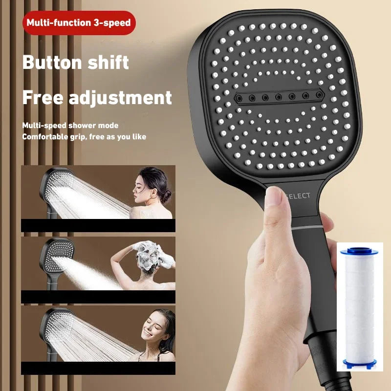 Xiaomi 3 Modes Adjustable Home Shower Head 13cm Large Panel High Pressure Massage ShowerHead Filter Element Bathroom Accessories