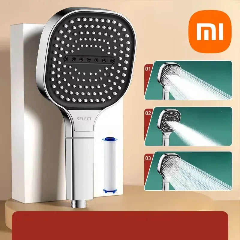 Xiaomi 3 Modes Adjustable Home Shower Head 13cm Large Panel High Pressure Massage ShowerHead Filter Element Bathroom Accessories